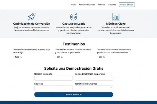 Landing Page desarrollada por SG Dev